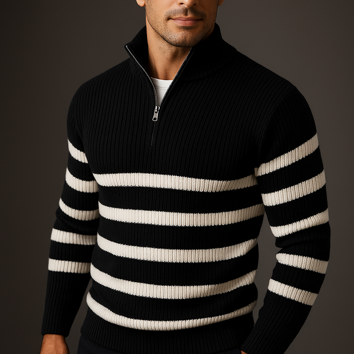 Rivon Stripe Half-Zip Sweater
