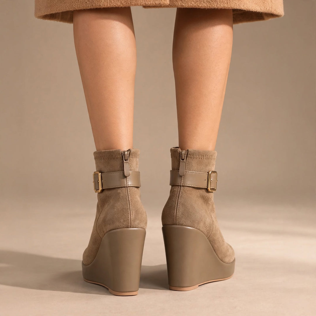 Estelle Suede Wedge Boots