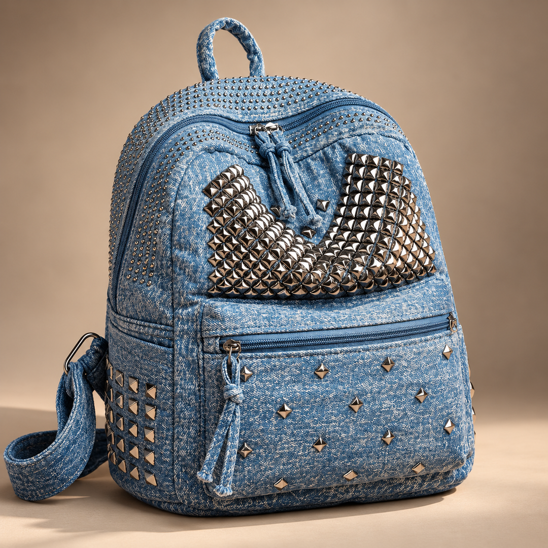 Petra Studded Denim Backpack