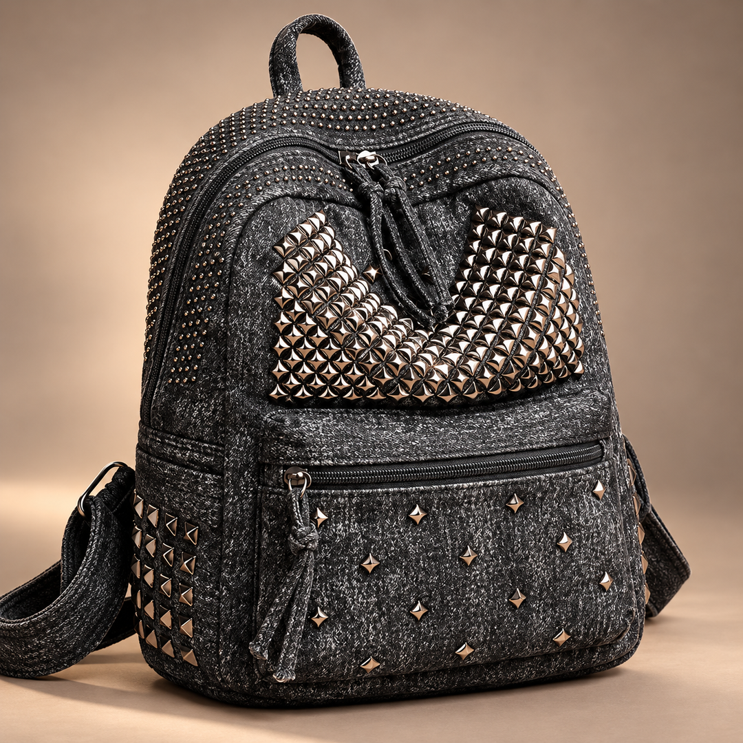 Petra Studded Denim Backpack