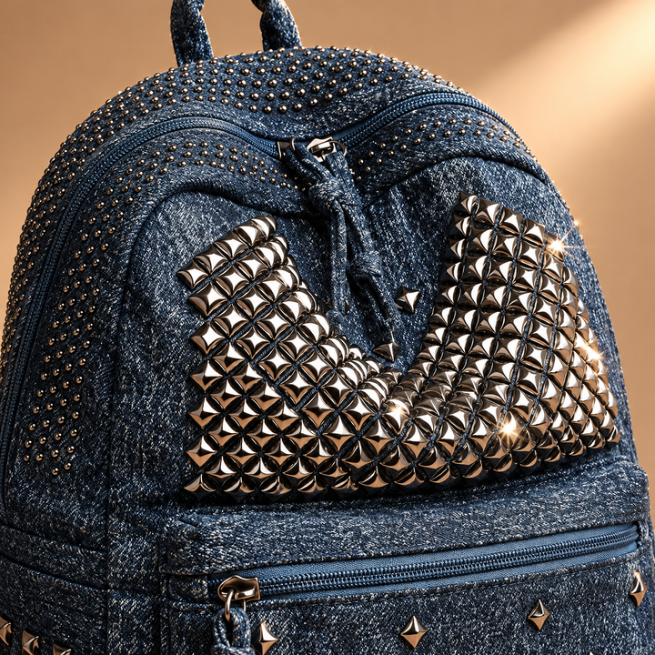 Petra Studded Denim Backpack