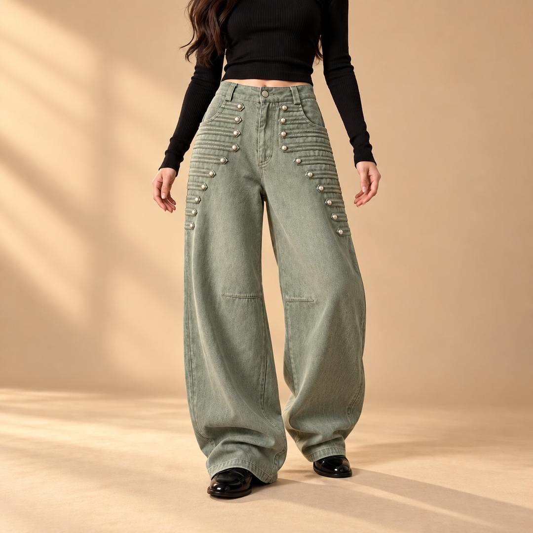 Isotta Studded Barrel Jeans