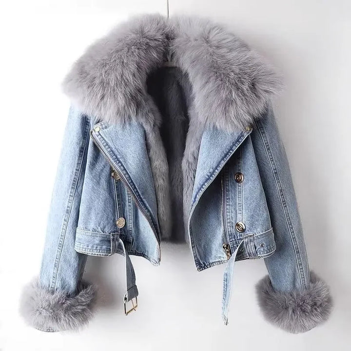 Cosima Fur-Lined Denim Coat