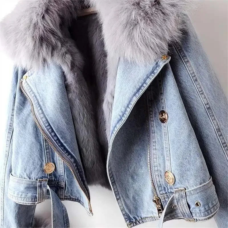 Cosima Fur-Lined Denim Coat