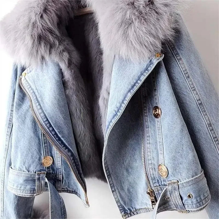 Cosima Fur-Lined Denim Coat