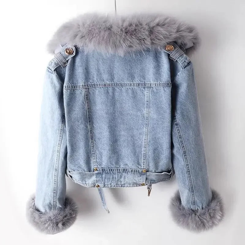 Cosima Fur-Lined Denim Coat