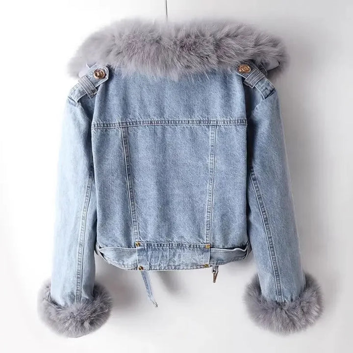 Cosima Fur-Lined Denim Coat