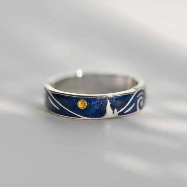Celestial Starry Night Couple Rings