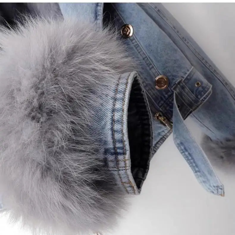 Cosima Fur-Lined Denim Coat