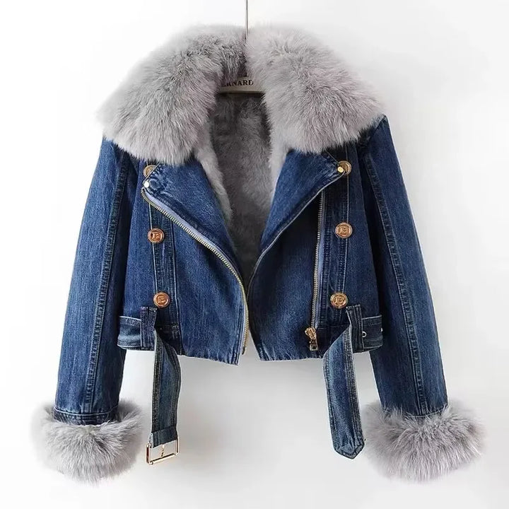 Cosima Fur-Lined Denim Coat