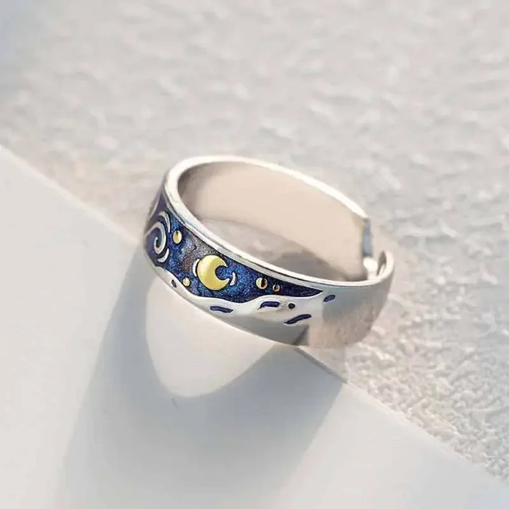 Celestial Starry Night Couple Rings