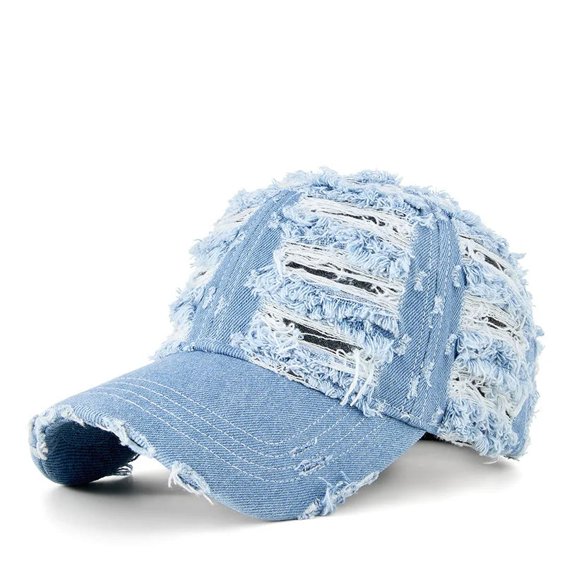 Soft Denim Distressed Baseball Cap