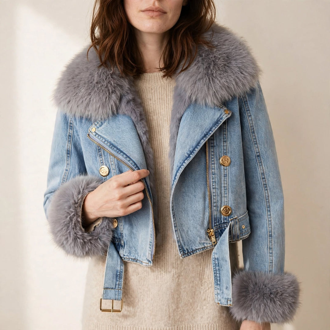 Cosima Fur-Lined Denim Coat