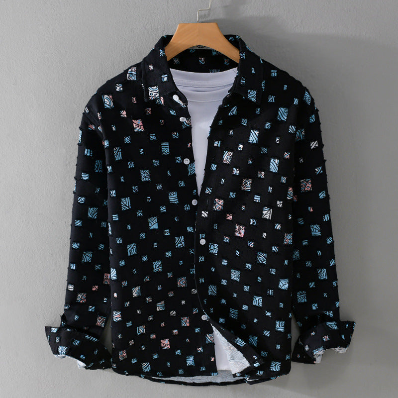 Lipari Mosaic Frayed Denim Shirt