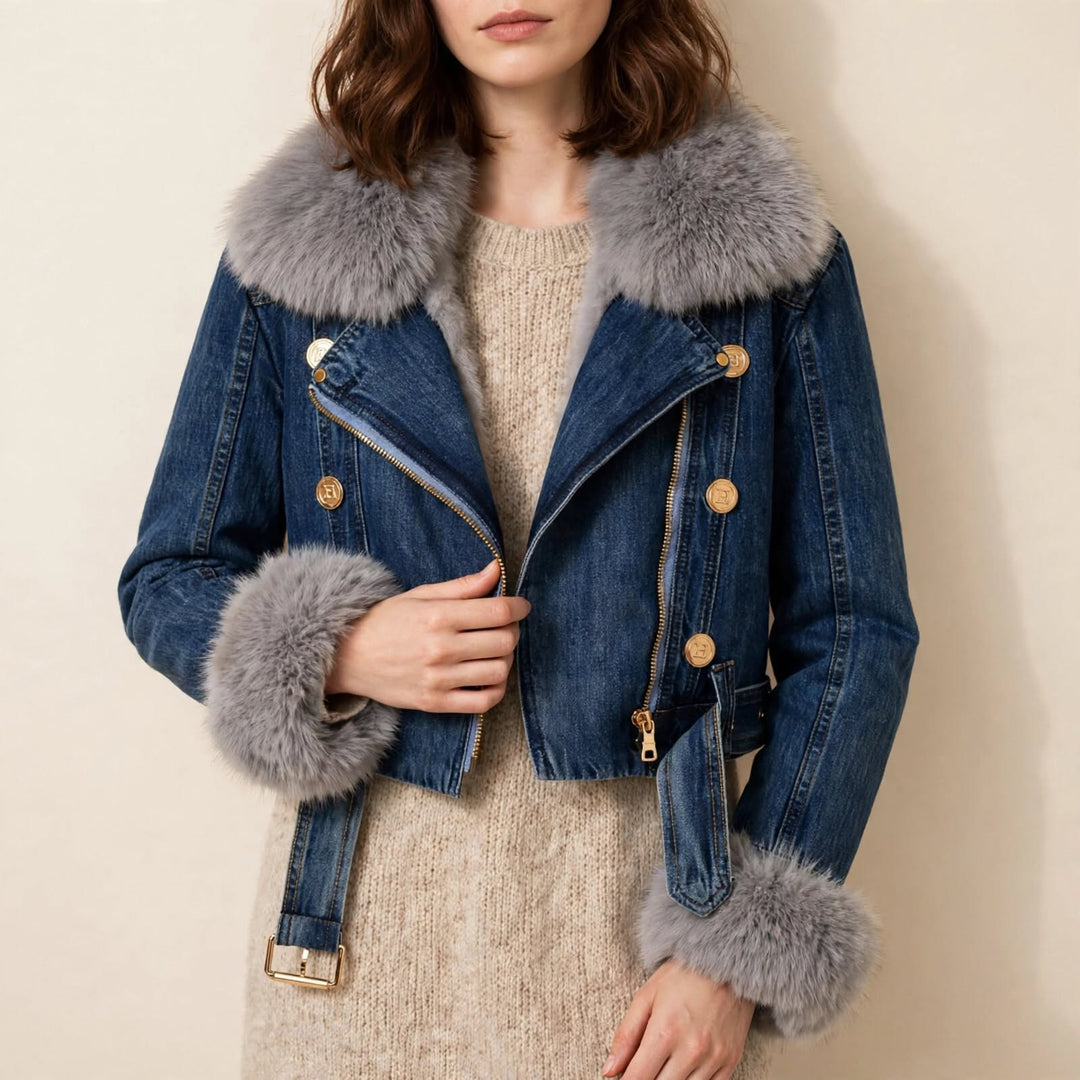 Cosima Fur-Lined Denim Coat