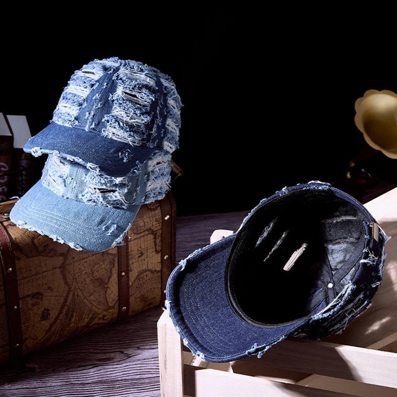 Soft Denim Distressed Baseball Cap