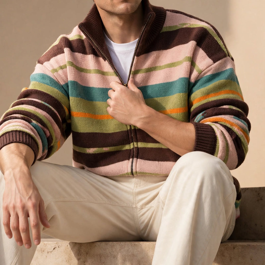 Fletcher Striped Zip Cardigan
