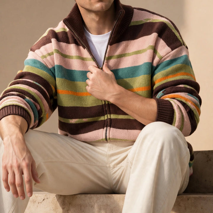 Fletcher Striped Zip Cardigan