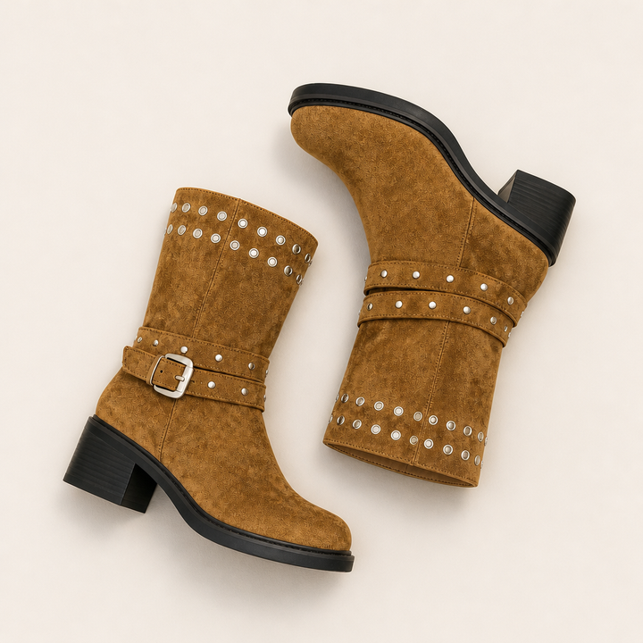 Darien Western Mid-Calf Boots — Khaki