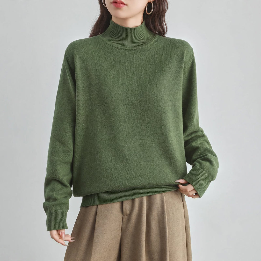 Neve Cotton Mock-Neck Sweater