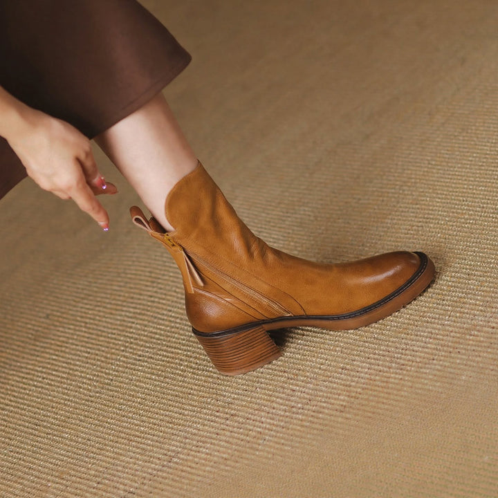 Hayworth Leather Zip Ankle Boots