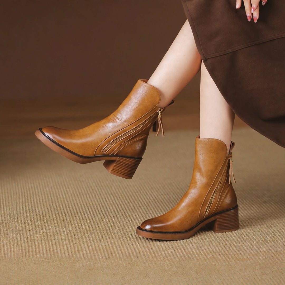 Hayworth Leather Zip Ankle Boots