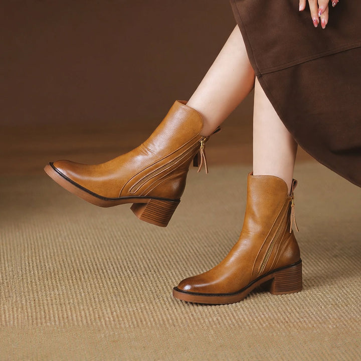 Hayworth Leather Zip Ankle Boots