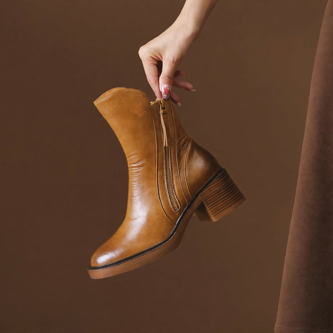 Hayworth Leather Zip Ankle Boots