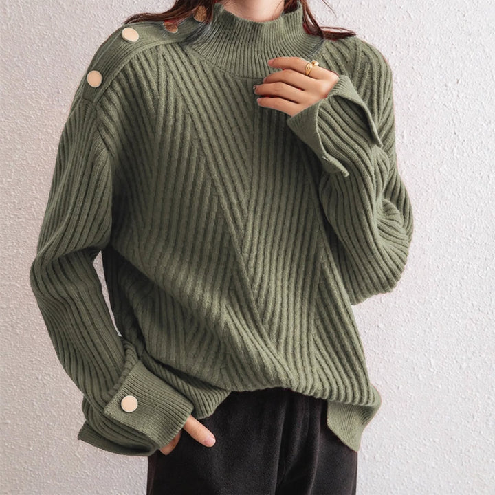 Cortina Button-Cuff Turtleneck