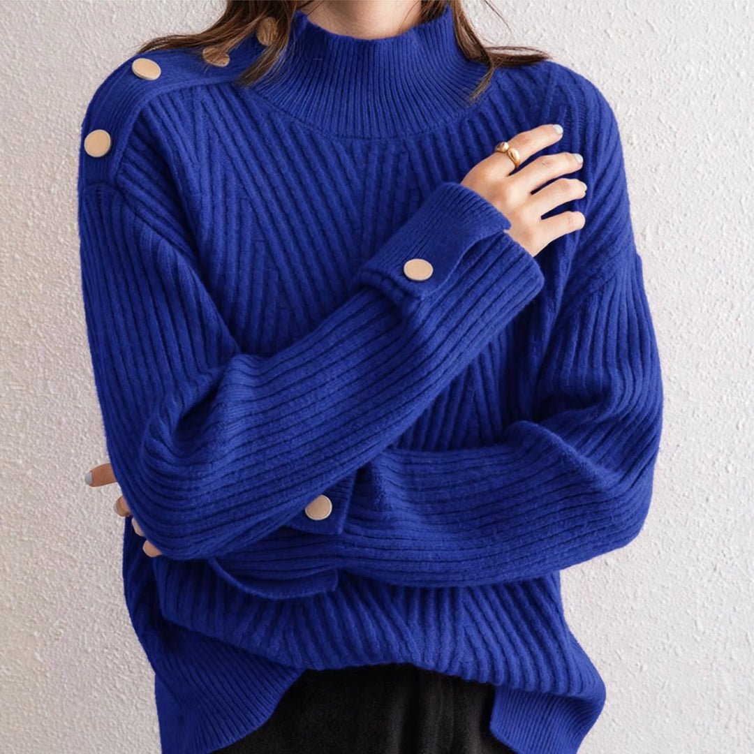 Cortina Button-Cuff Turtleneck