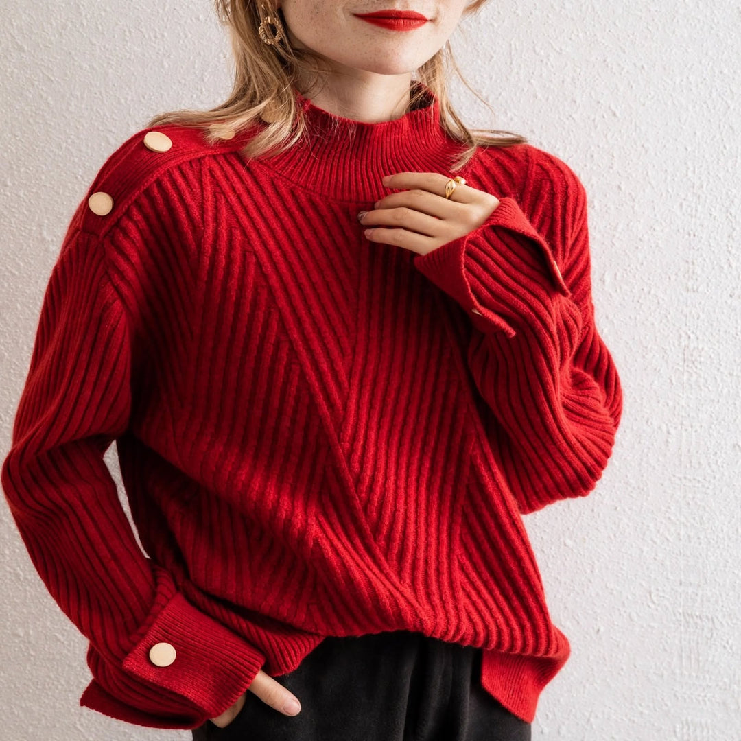 Cortina Button-Cuff Turtleneck