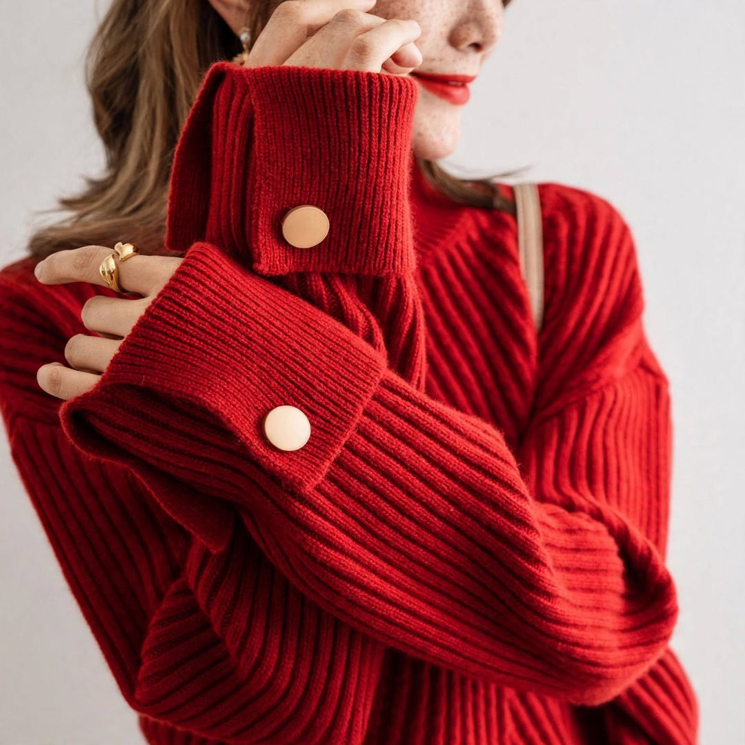 Cortina Button-Cuff Turtleneck