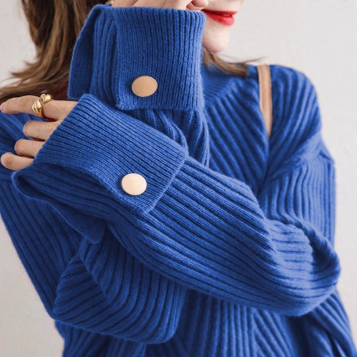 Cortina Button-Cuff Turtleneck