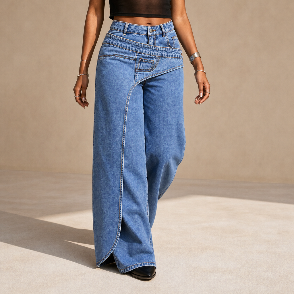 Ellis Women's Denim Trousers in Dark Blue